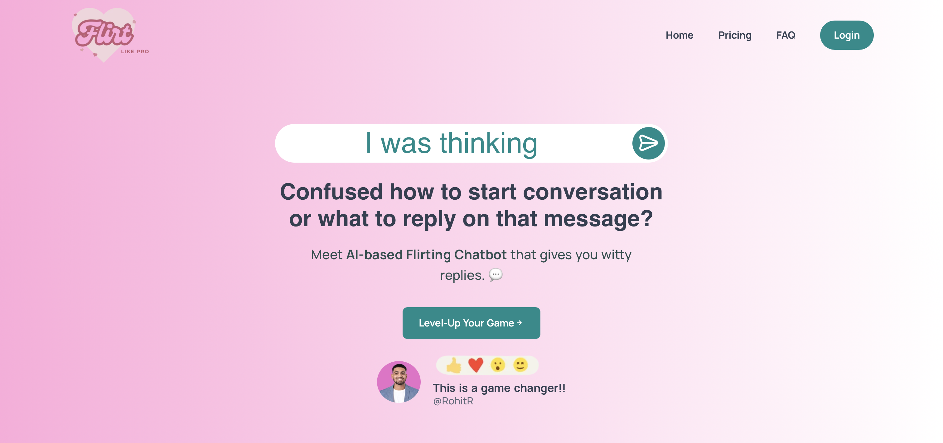flirt-like-pro - AI-based flirting chatbot that gives you witty replies