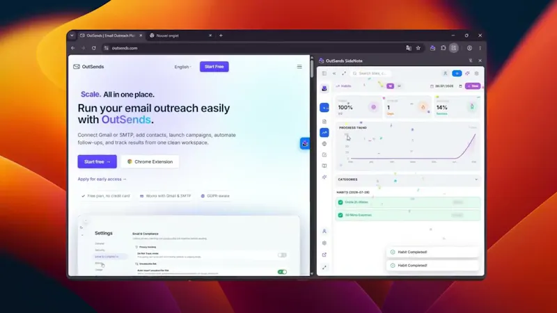 OutSends SideNote — Side Panel Notes screenshot 1 (video preview)