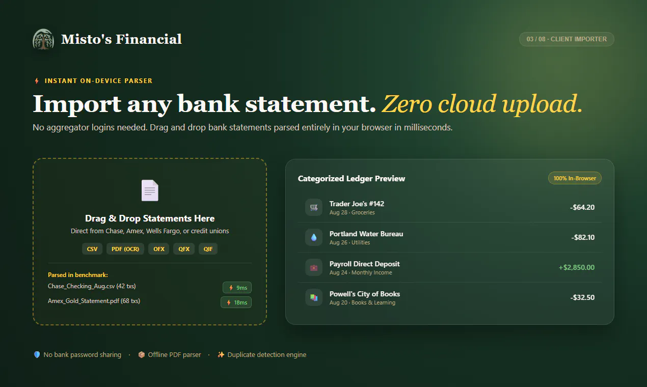 Misto's Financial screenshot