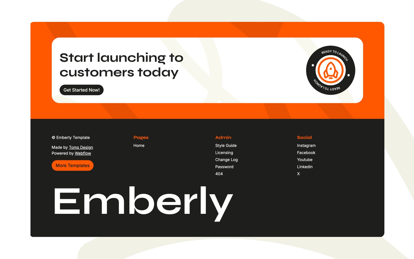Emberly- 코드 랜딩 페이지 템플릿이 없습니다 - 오늘 웹 플로우 마켓 플레이스에서 사용할 수 있습니다! 미디어 5