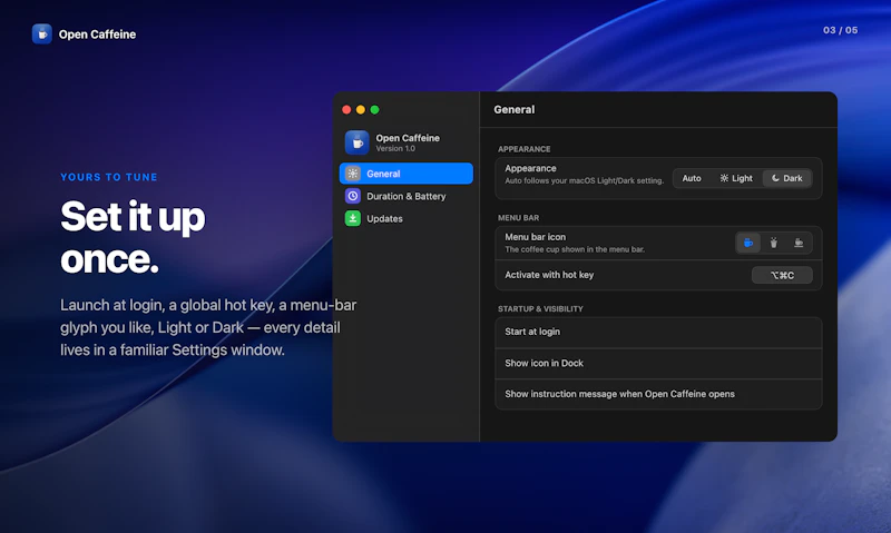Open Caffeine screenshot 3