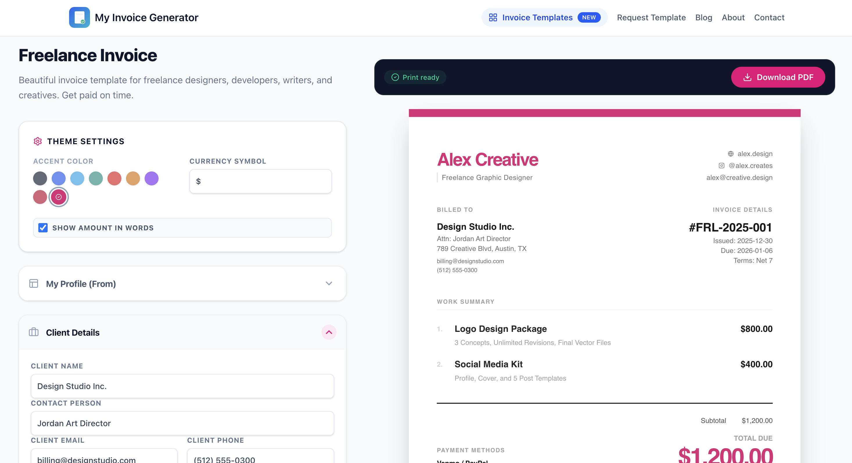 My Invoice Generator - Screenshot 4 showing product features and functionality