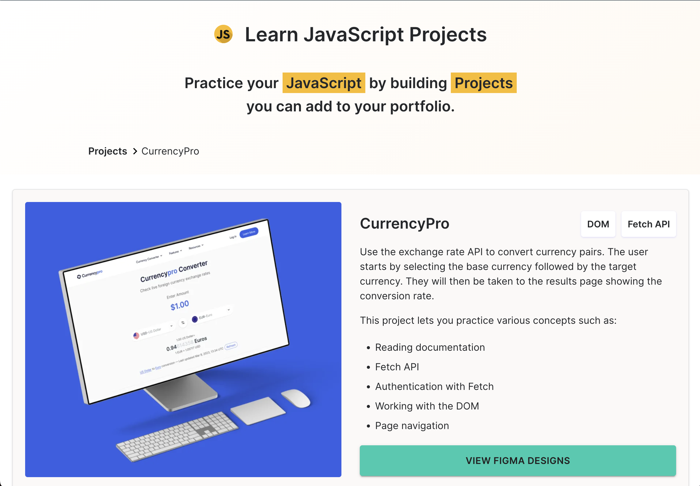 وسائط تعلم مشاريع جافا سكريبت - مشاريع JavaScript المجانية وتصميمات Figma لمحفظتك. 3