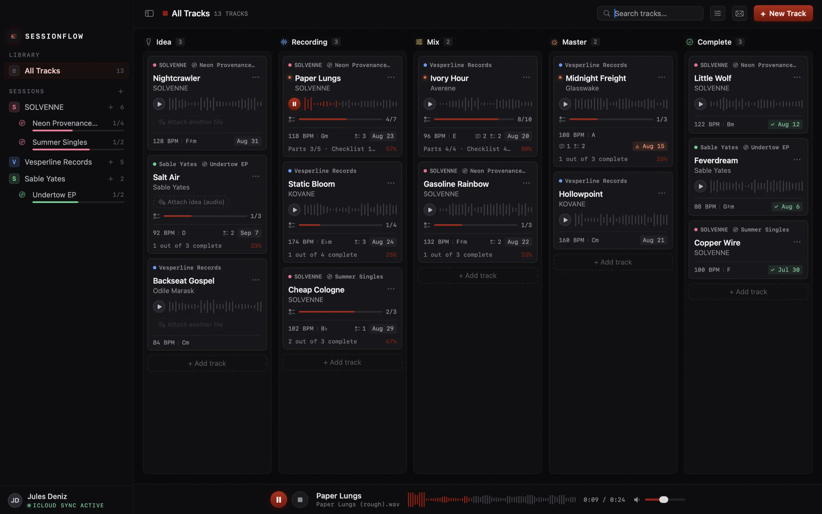 SessionFlow - Song Tracker screenshot