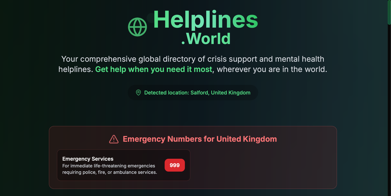 Helplines.World - Directorio de soporte de crisis global media 2