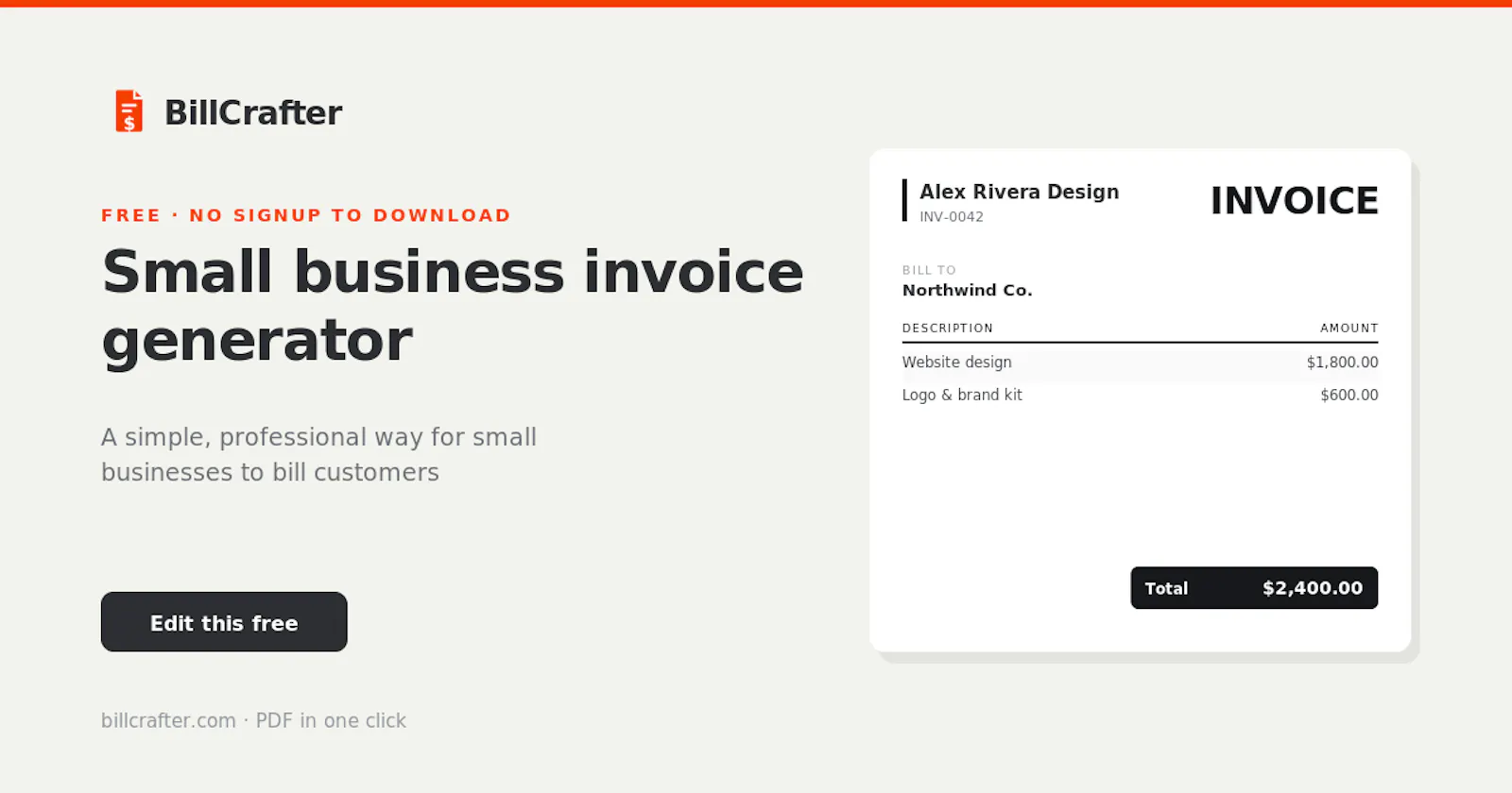 billcrafter - Free invoice generator  screenshot 3