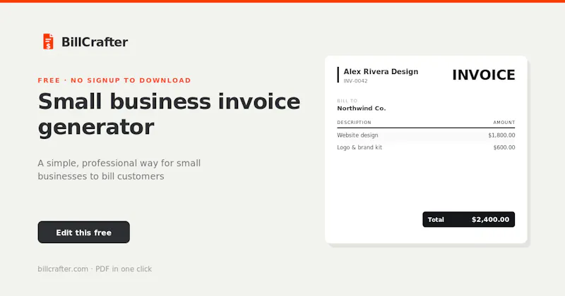 billcrafter - Free invoice generator  screenshot 3
