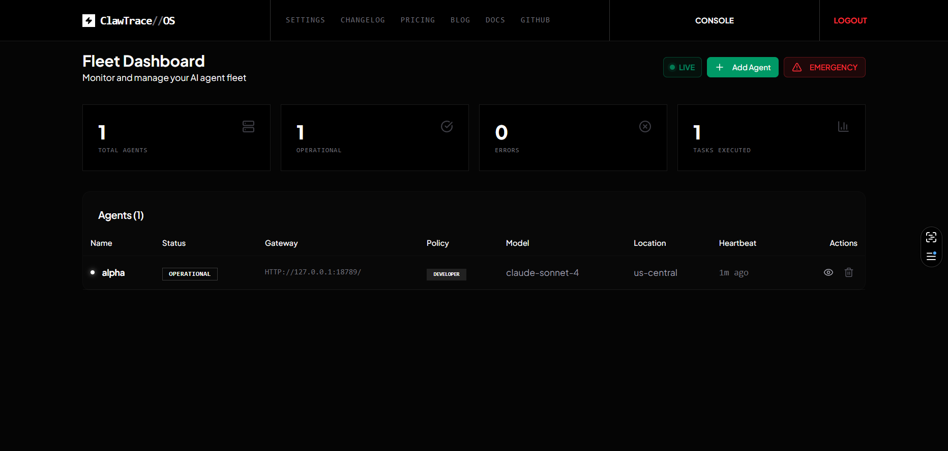ClawTrace - Main product screenshot demonstrating key features and user interface