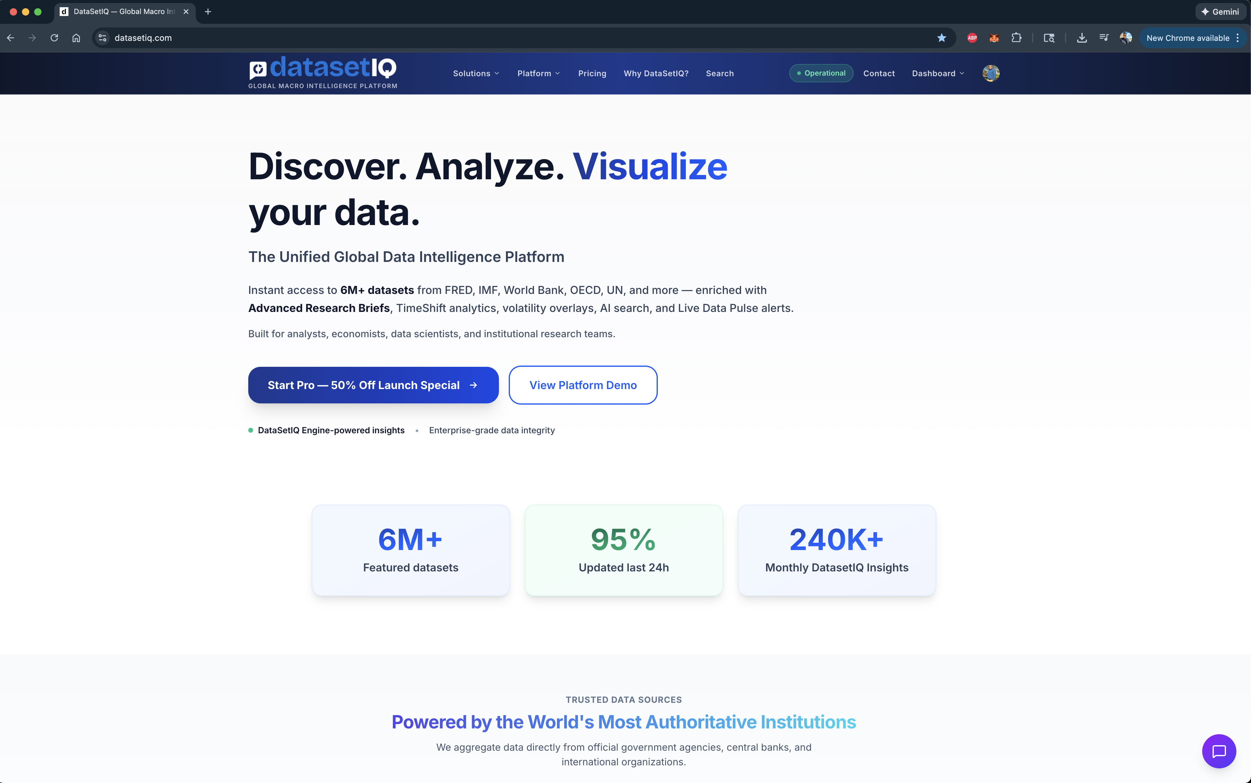 DataSetIQ - Main product screenshot demonstrating key features and user interface