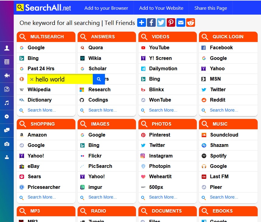 SearchAll.net - Multiple Search Engines