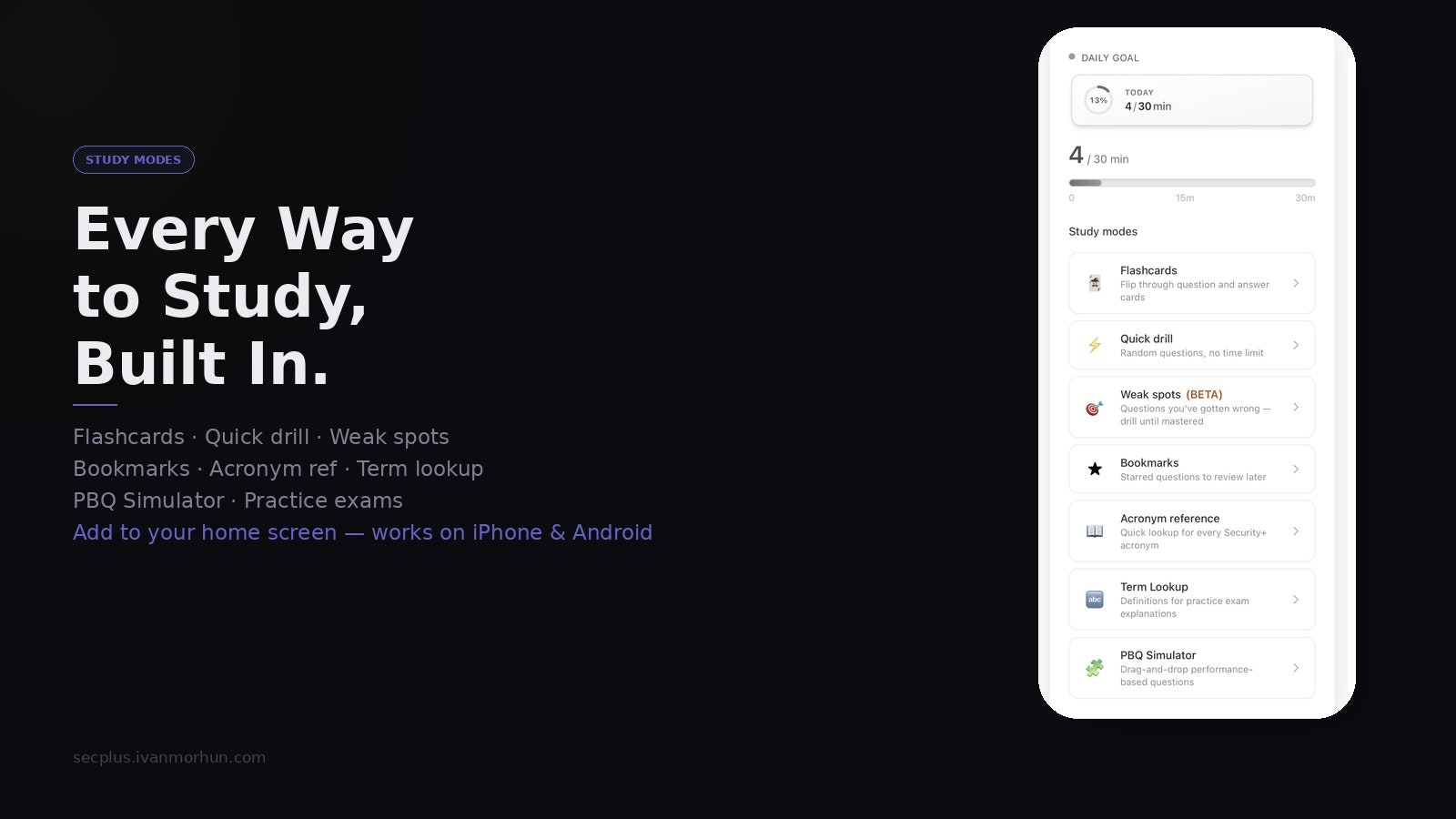 SecPlus Study — Free Security+ App gallery image