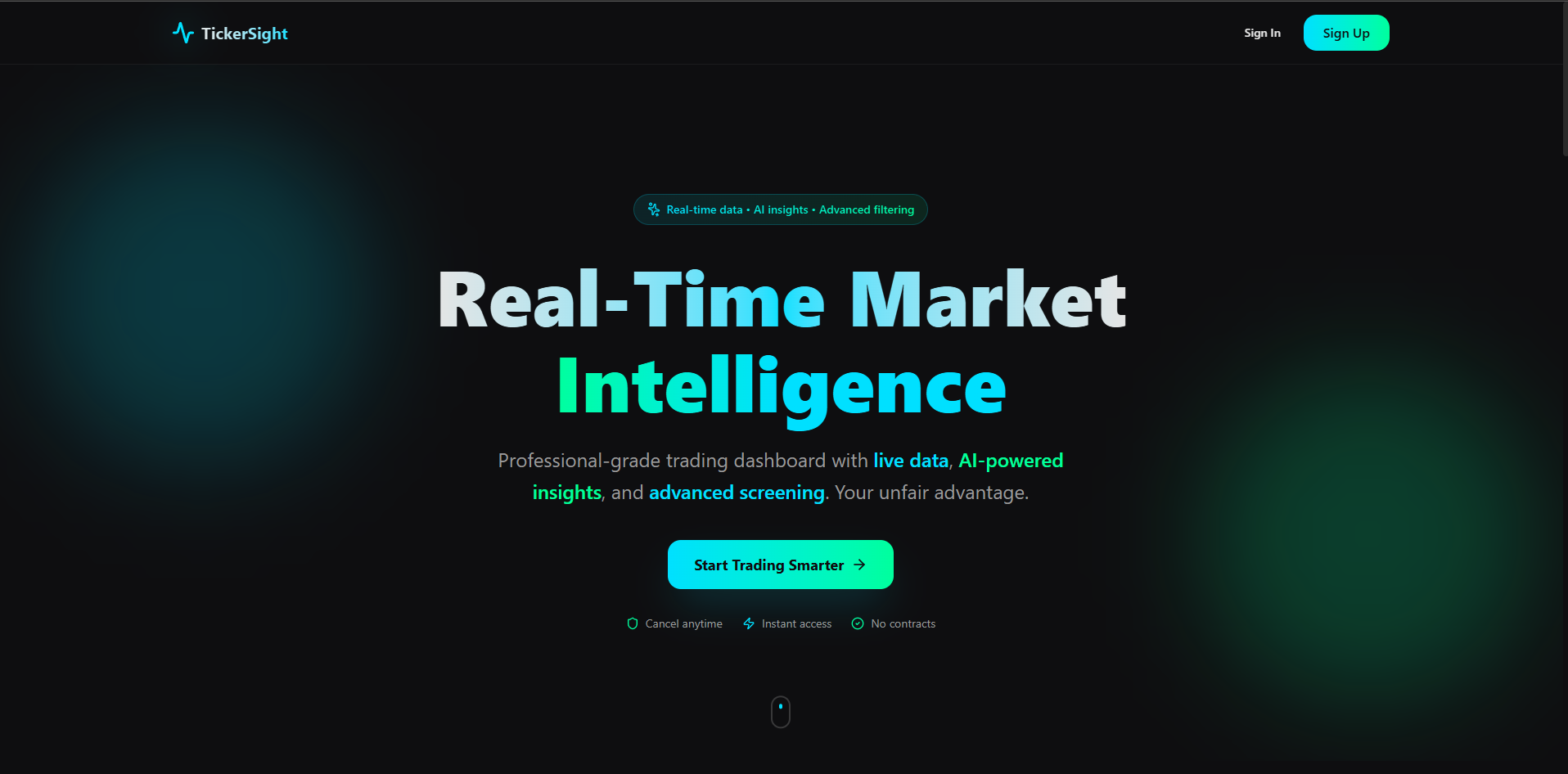 TickerSight  - Main product screenshot demonstrating key features and user interface