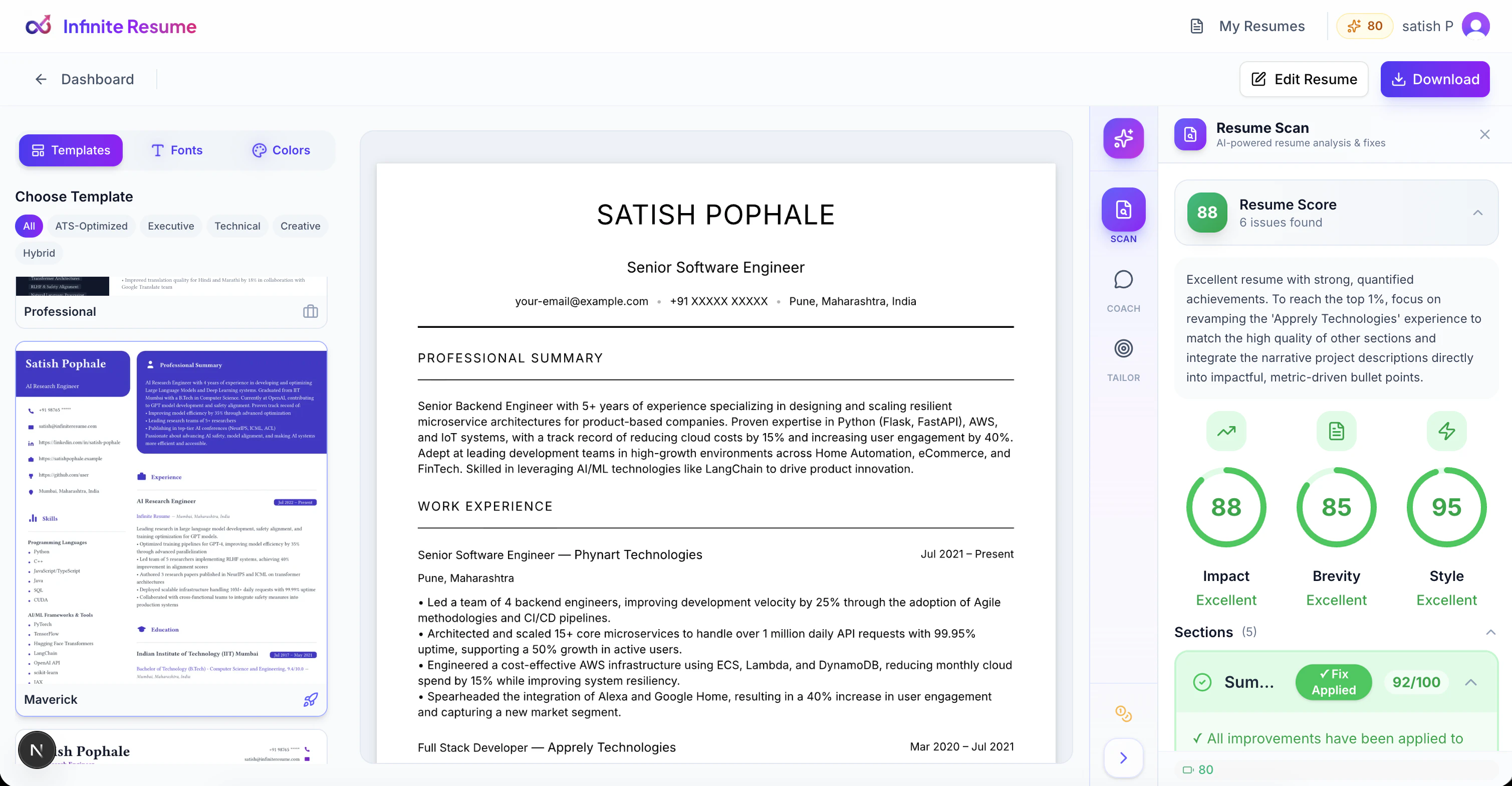 Infinite Resume screenshot 2