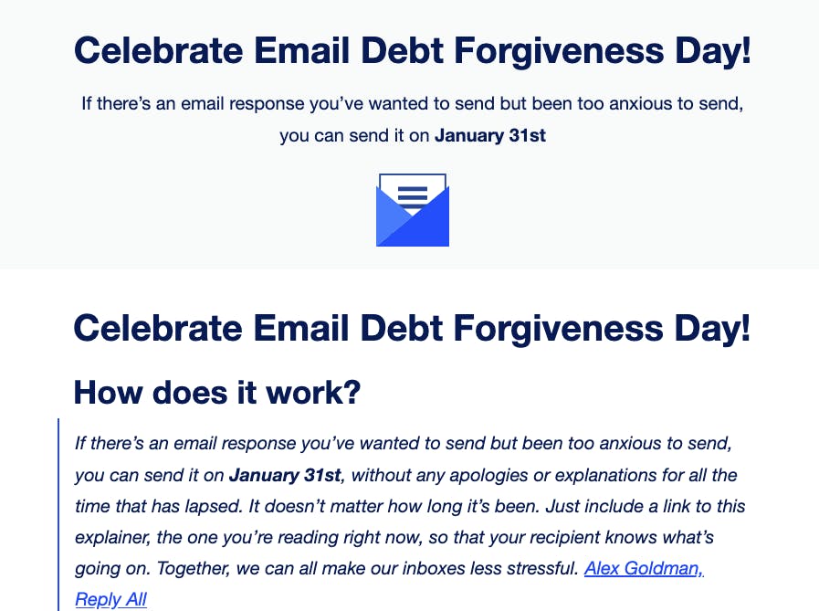 Email Debt Forgiveness Day media 1