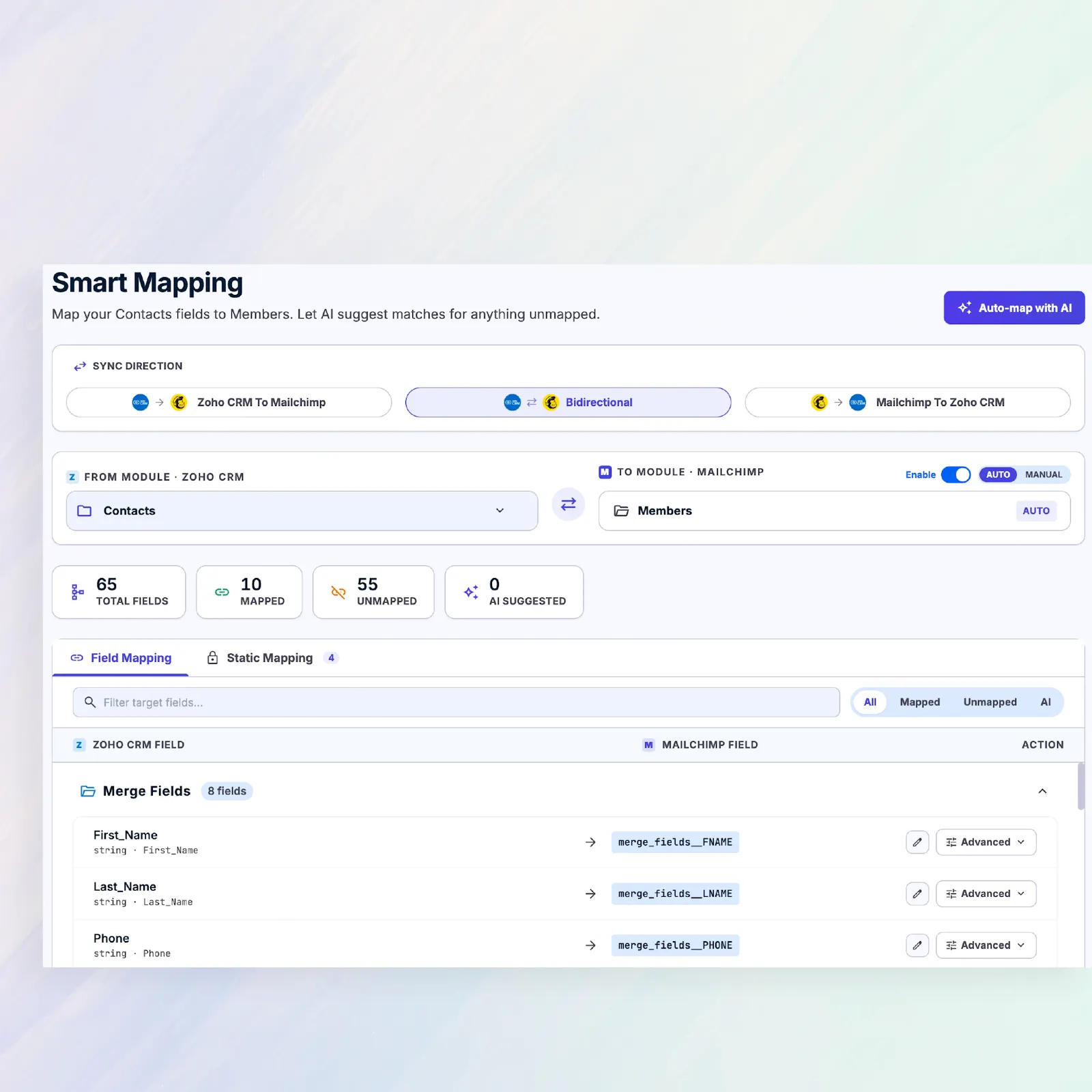 Zoho CRM Mailchimp Integration screenshot 2