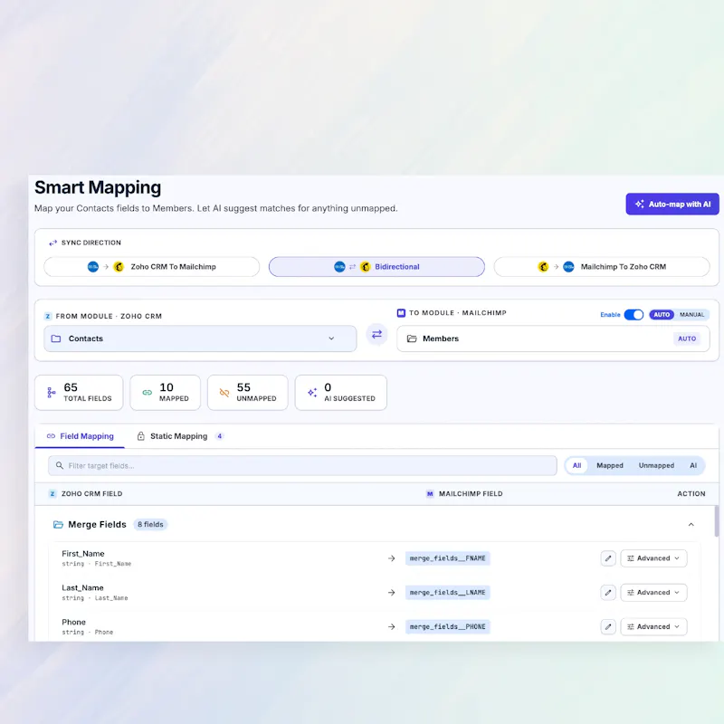 Zoho CRM Mailchimp Integration screenshot 2