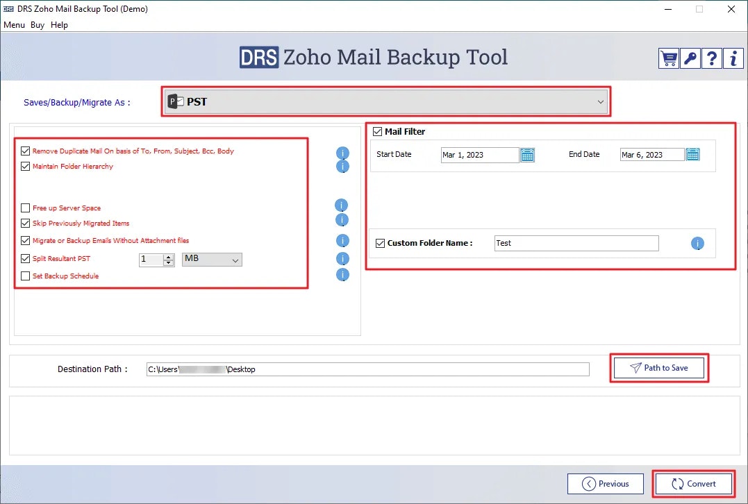 Strumento di migrazione di MigrateEmails Zoho media 3