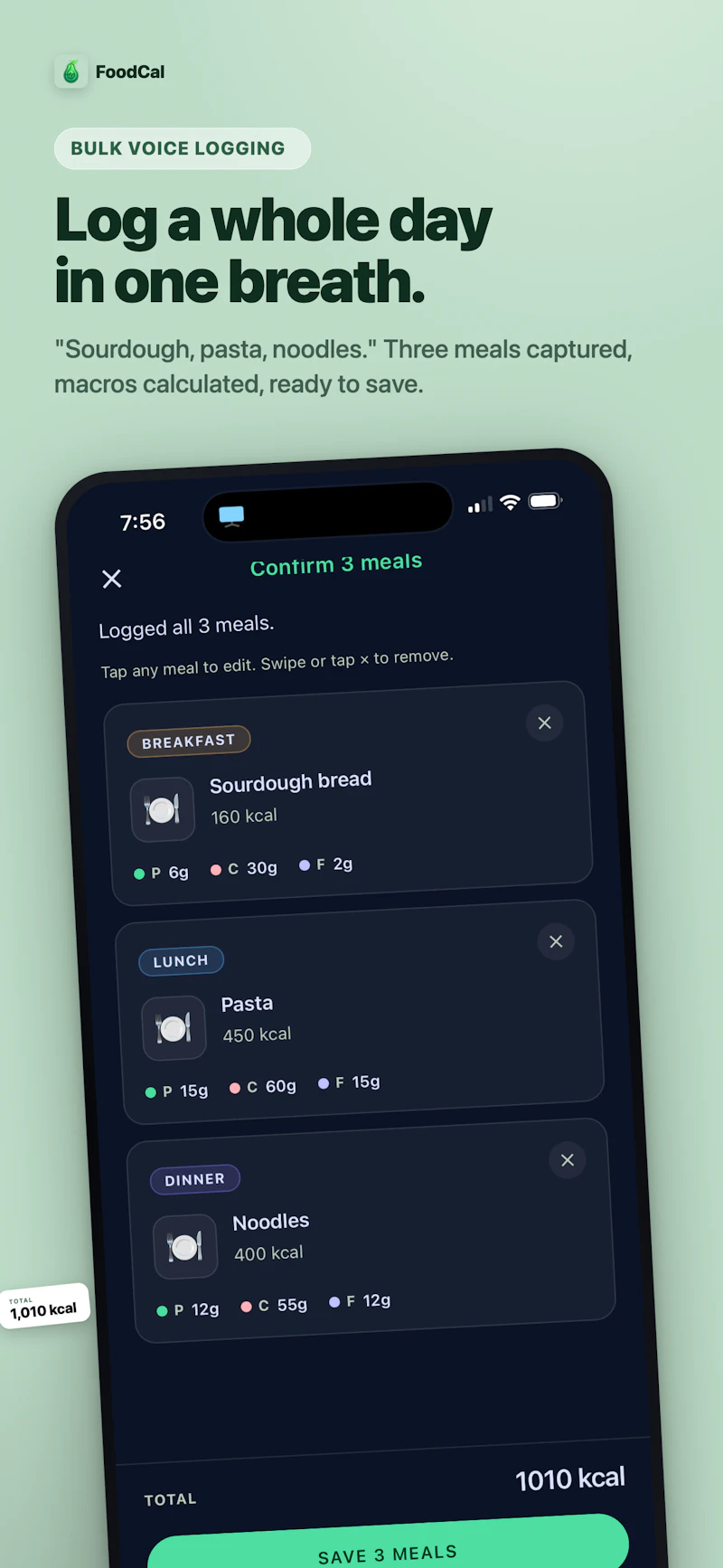 FoodCal screenshot 2