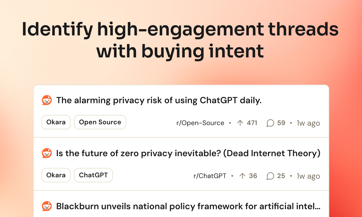 Okara Reddit Agent - Screenshot 3 showing product features and functionality