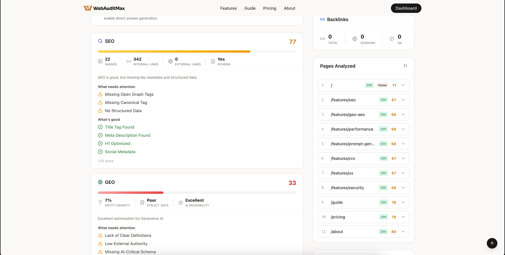WebAuditMax - Screenshot 3 showing product features and functionality
