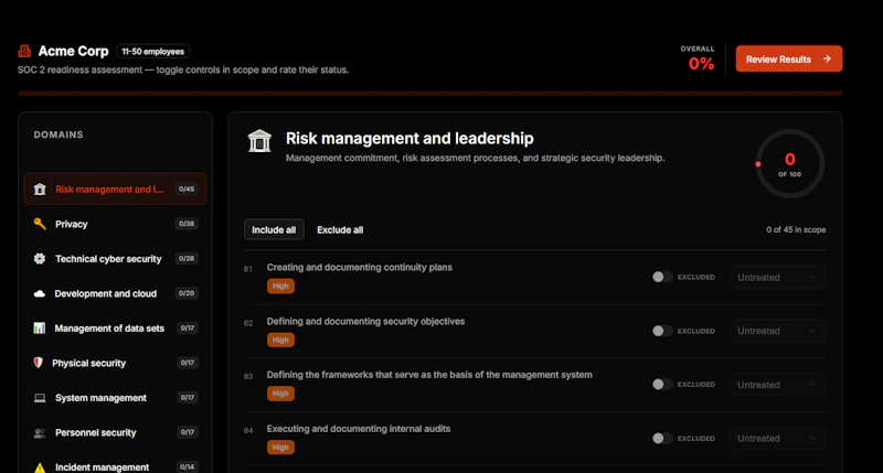 Free SOC 2 Self-Assessment Tool screenshot 2