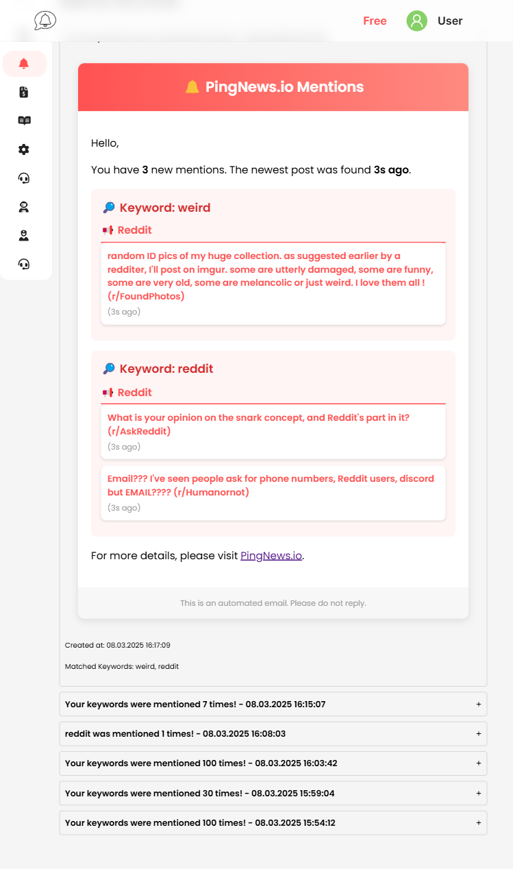 Mídia 1 de PingNews.io - Alertas em tempo real para Hacker News & Reddit