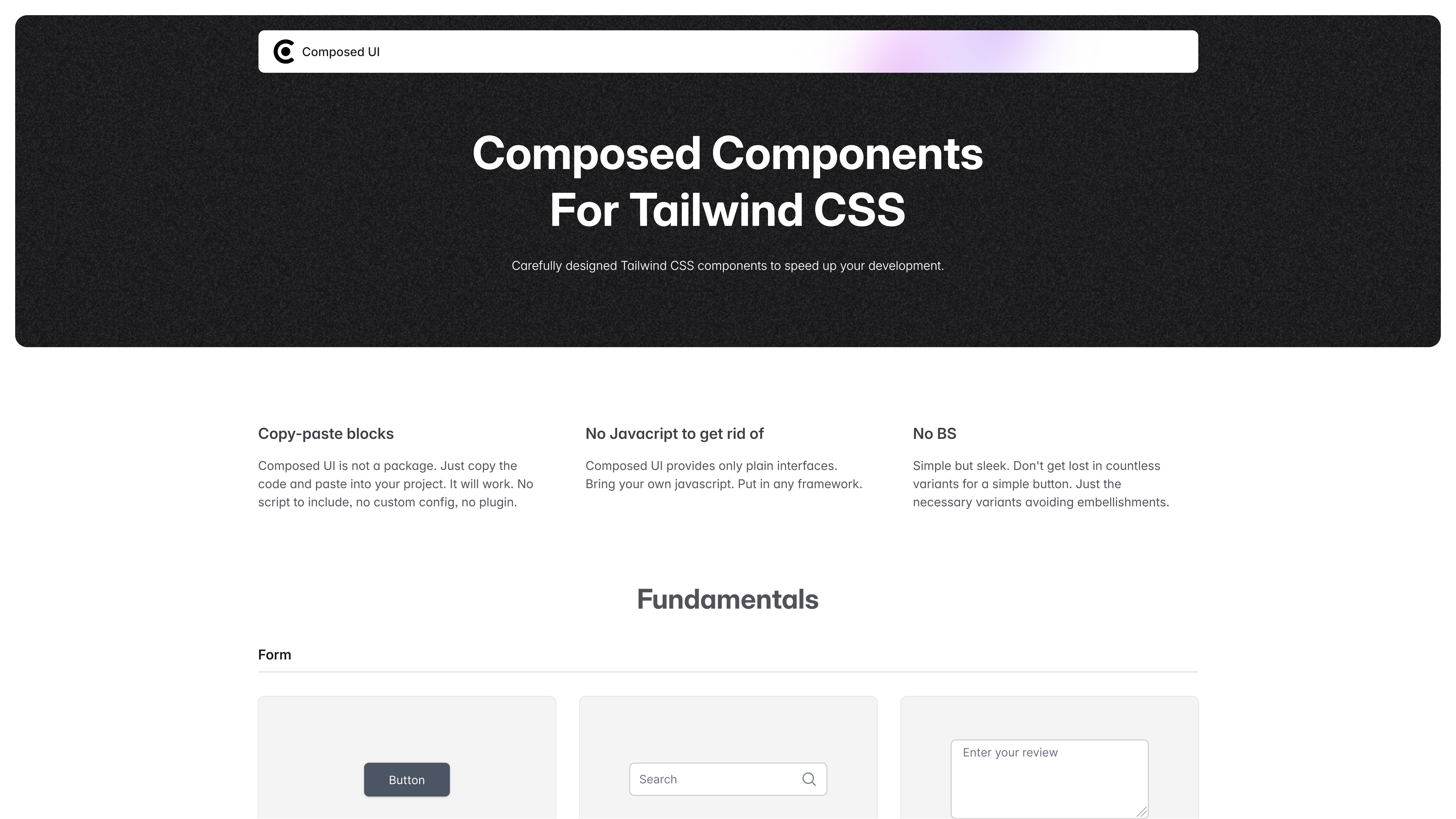 Mídia 2 de UI composta - Componentes CSS de Tailwind Cuidado Cuidados