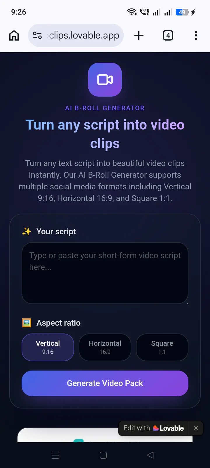 Script to Video Clips Generator logo