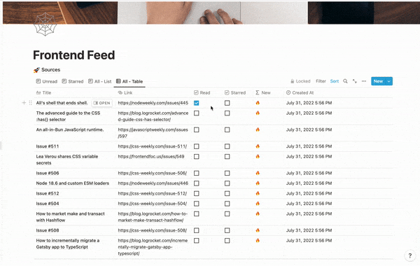 Nozione di alimentazione RSS - Un'app Rust per la creazione di feed RSS in nozione media 2