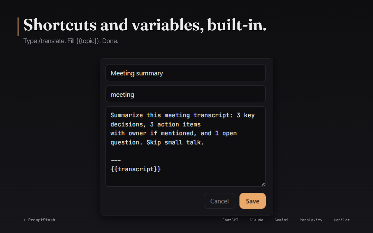 PromptStash — AI Prompt Manager gallery image