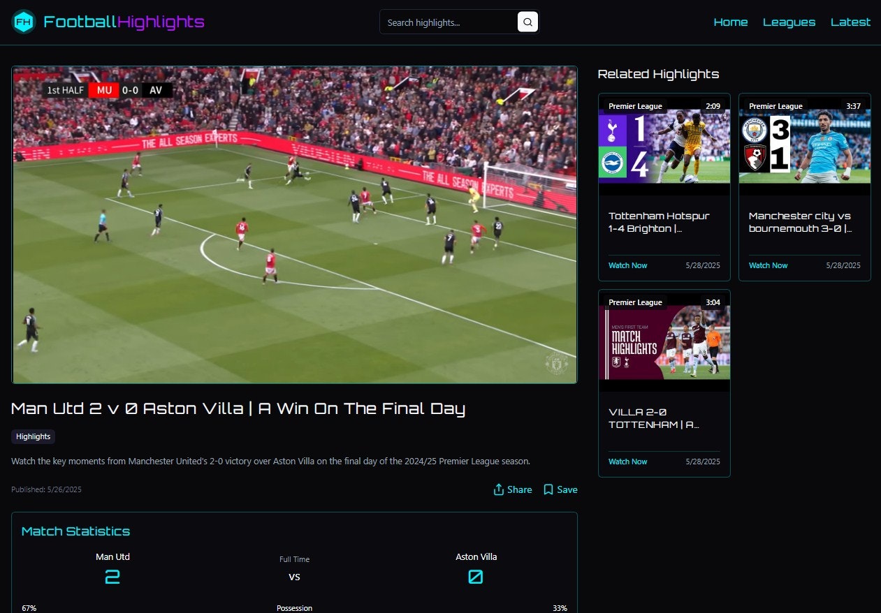 Footballhighlights.live - Переживайте каждую цель быстрее, чем когда -либо! медиа 2