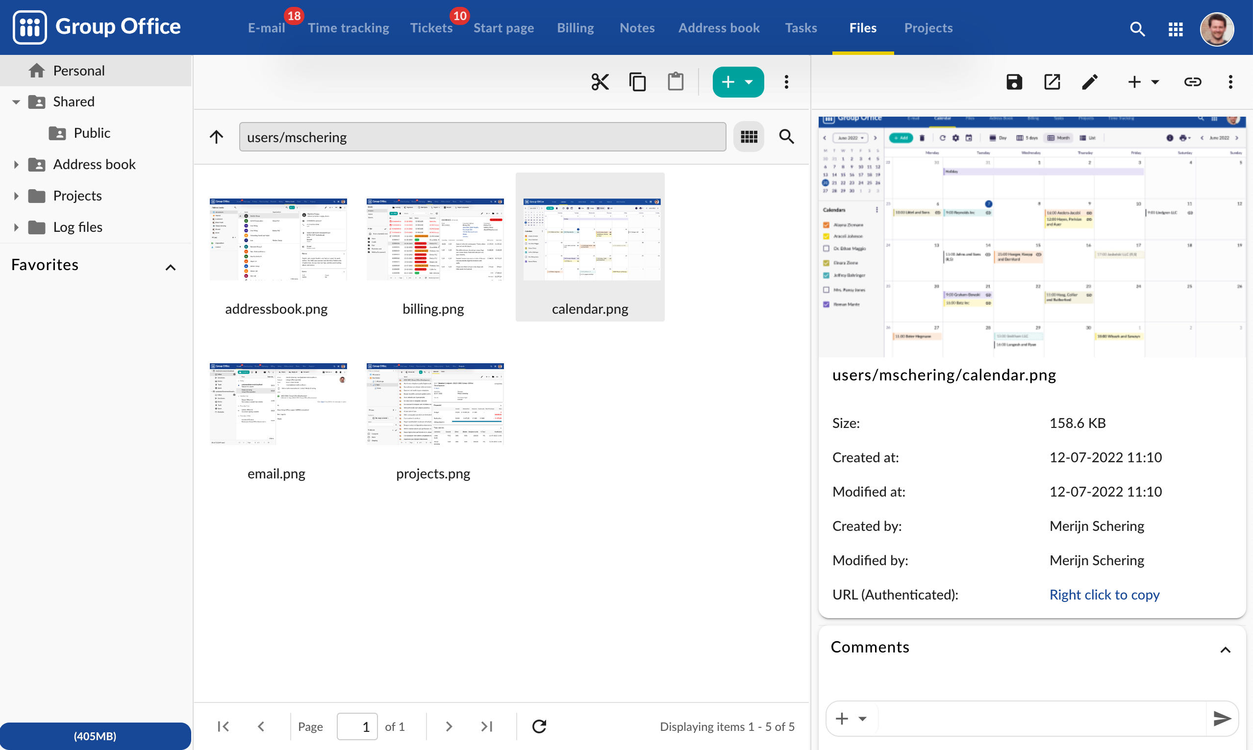 GroupOffice - Main product screenshot demonstrating key features and user interface