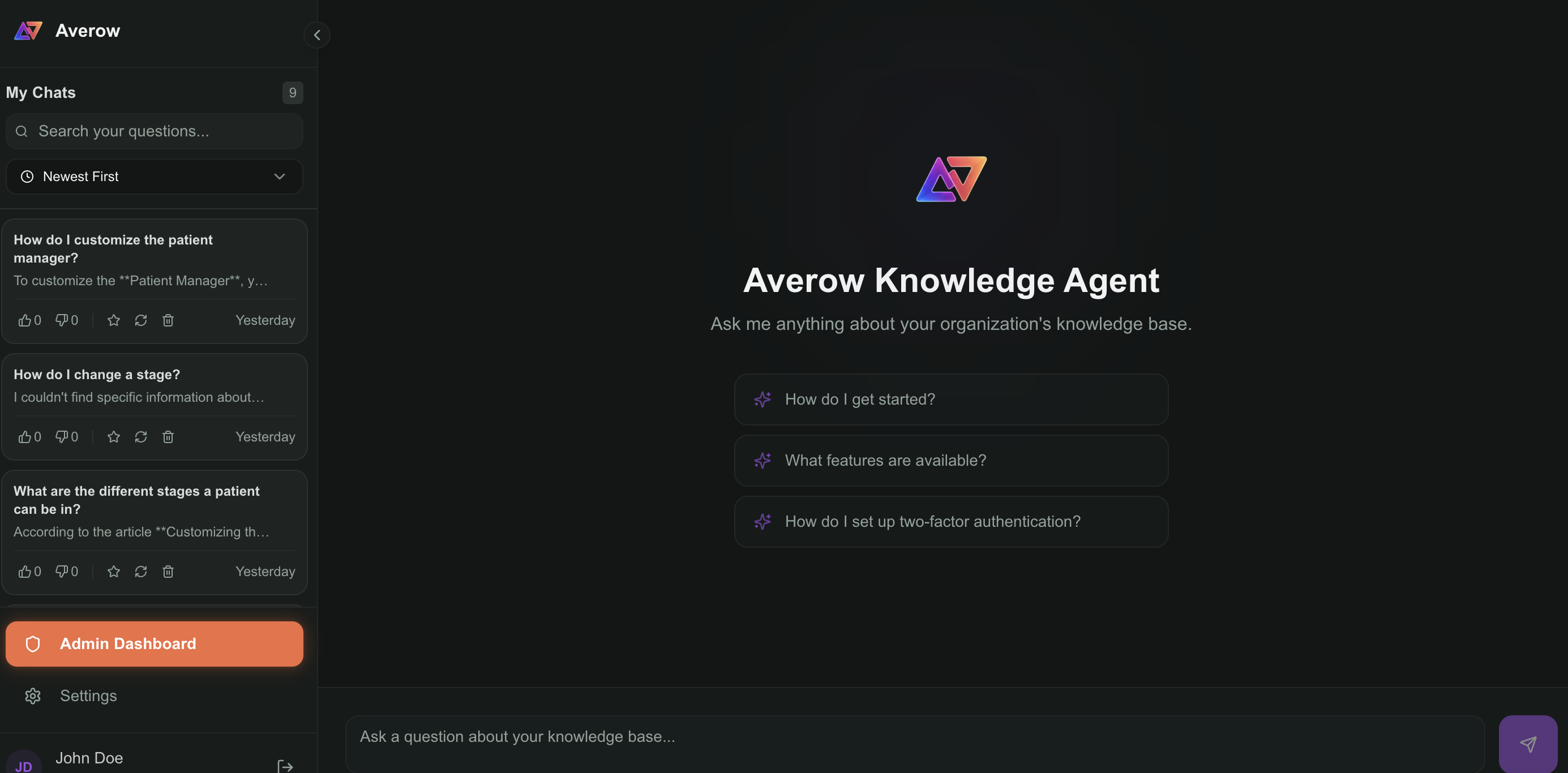 Averow Knowledge Agent - Screenshot 2 showing product features and functionality