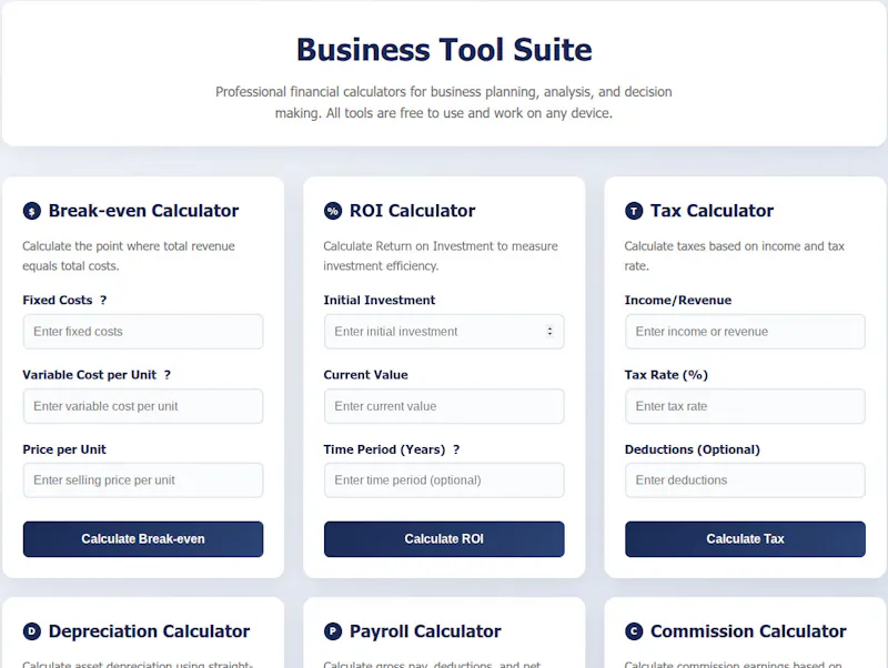 FreeWWW Business Calculator Suite screenshot 1