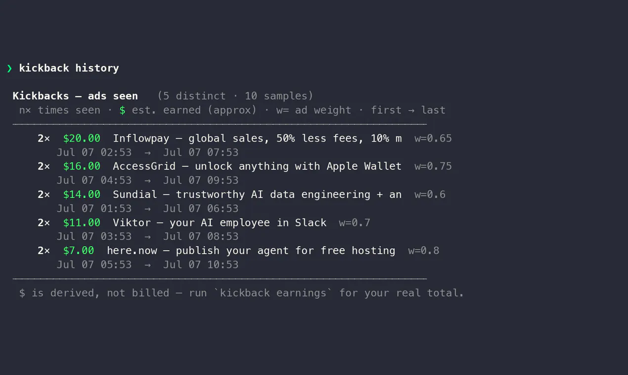 Kickbacks CLI gallery image