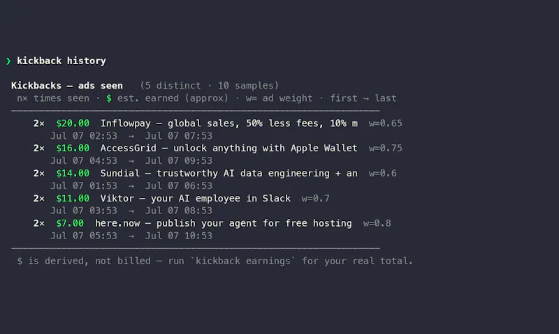 Kickbacks CLI screenshot 5