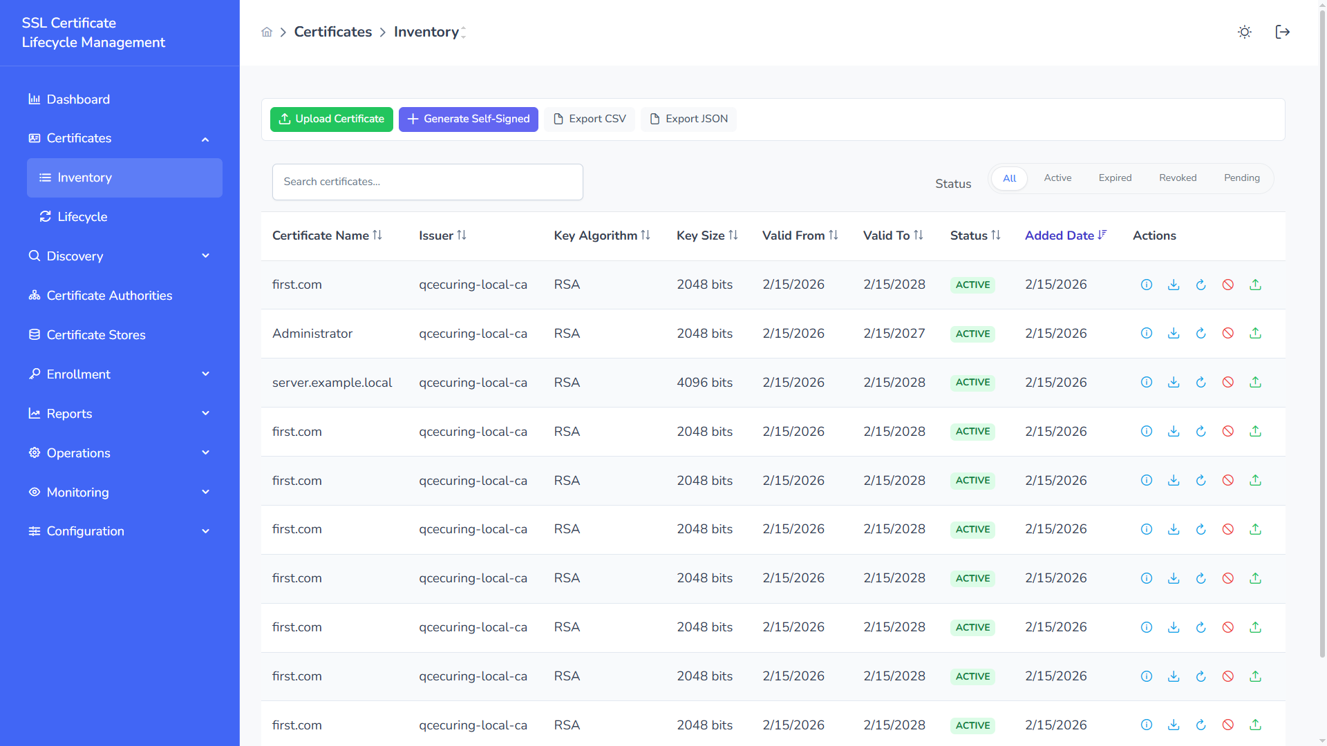 SSL Certificate Lifecycle Management - Screenshot 2 showing product features and functionality