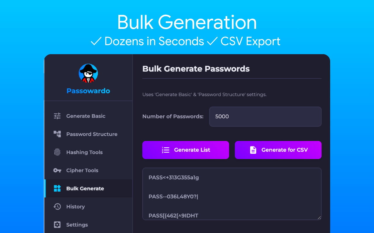 Passowardo door cloud captains - Genereer ultra-sterke, aangepaste wachtwoorden!hashing & cijfers media 4
