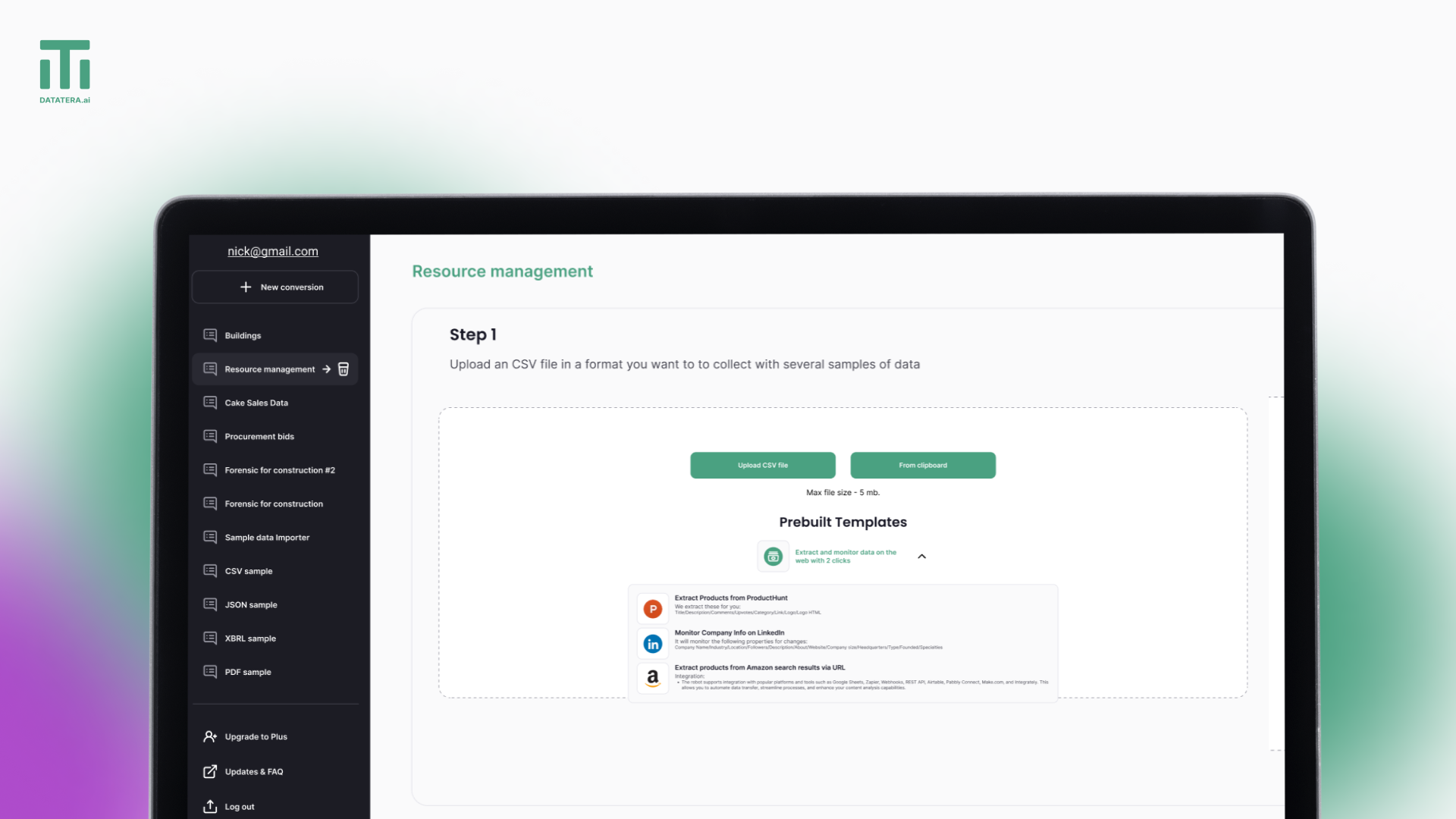 Datatera.ai - Конвертировать любой веб -сайт или файл в лист или CRM за считанные секунды медиа 2