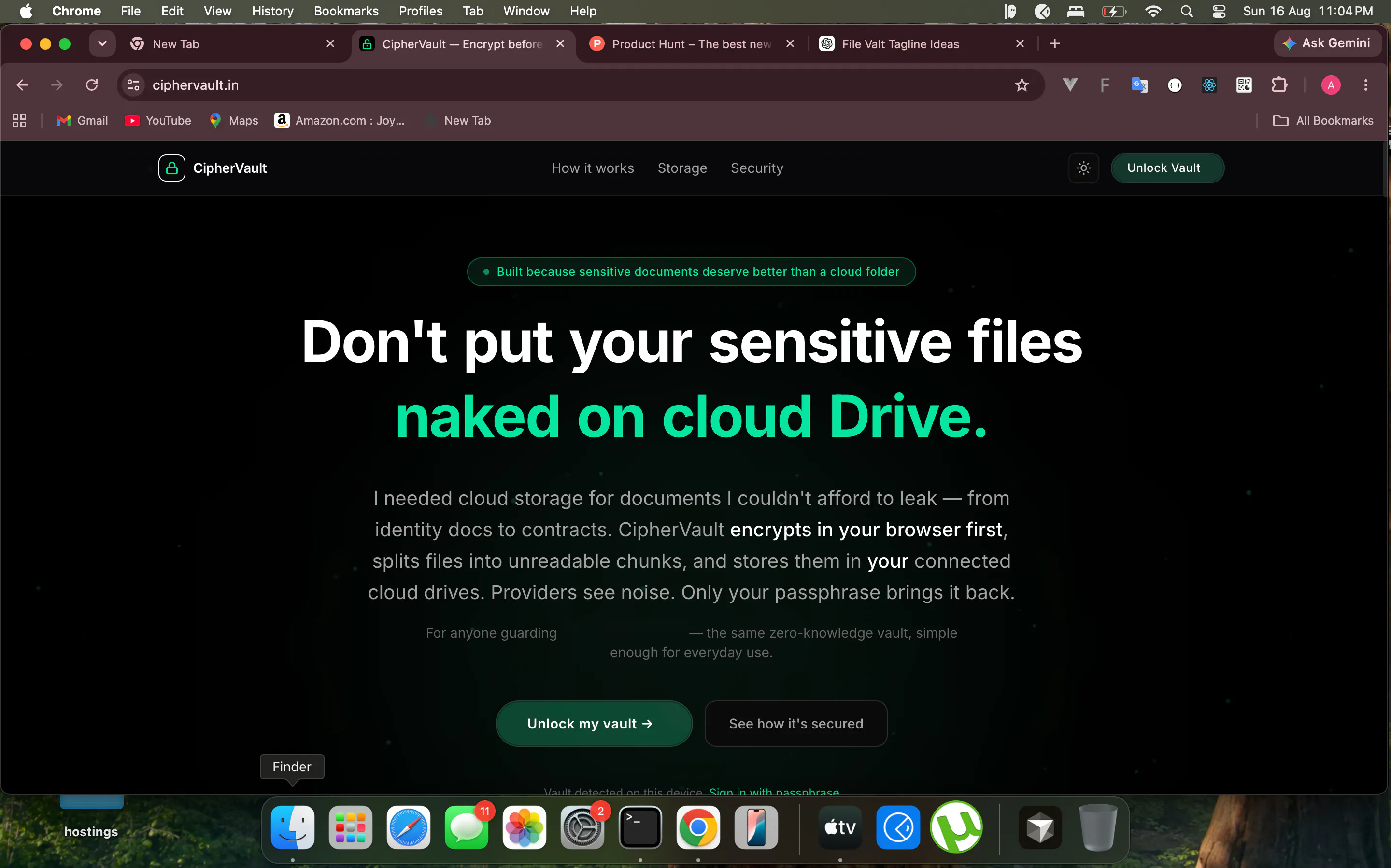 CipherVault — Encrypt before you upload gallery image