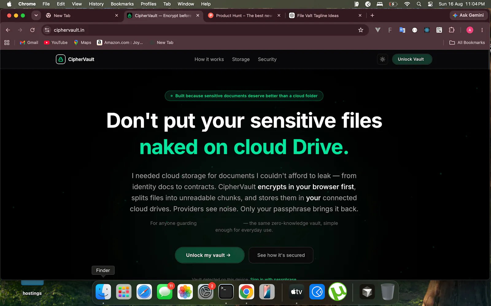 CipherVault — Encrypt before you upload screenshot 1