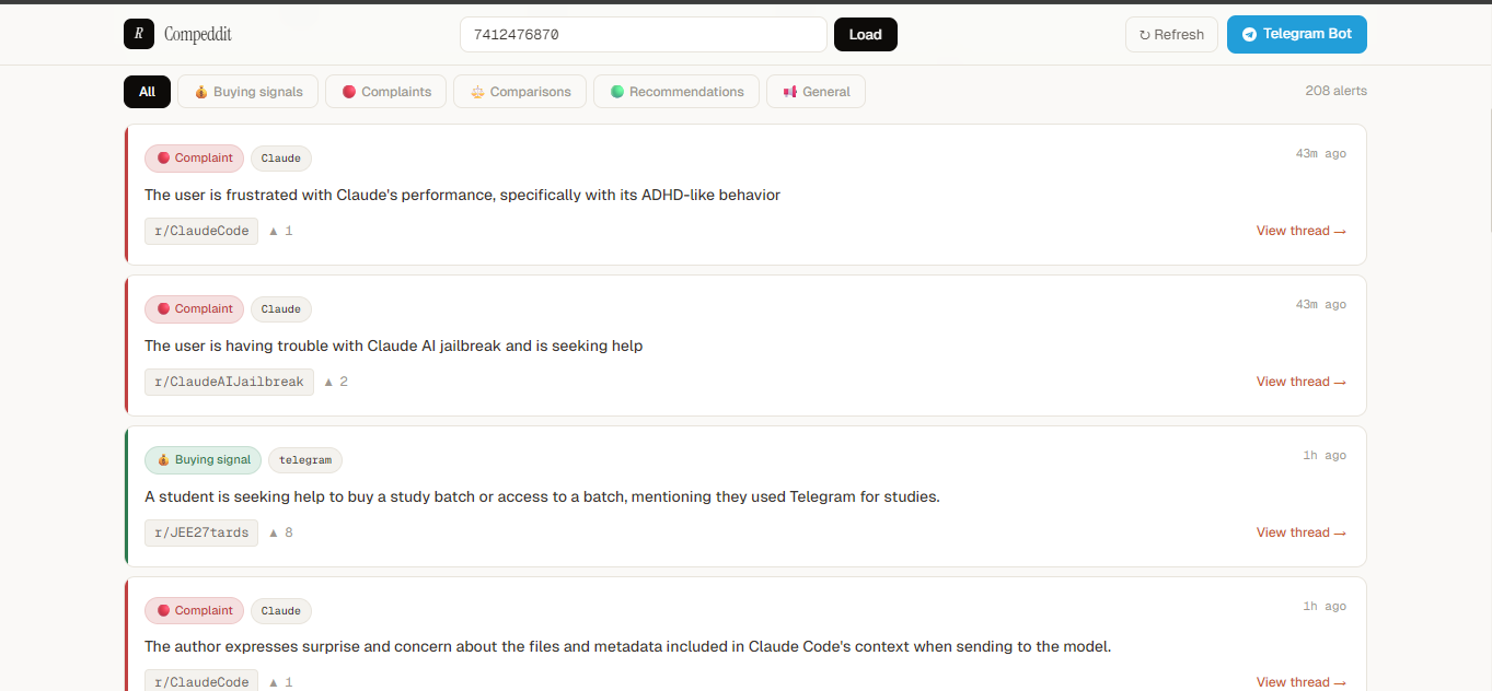 Compeddit — Reddit Competitor Monitor gallery image