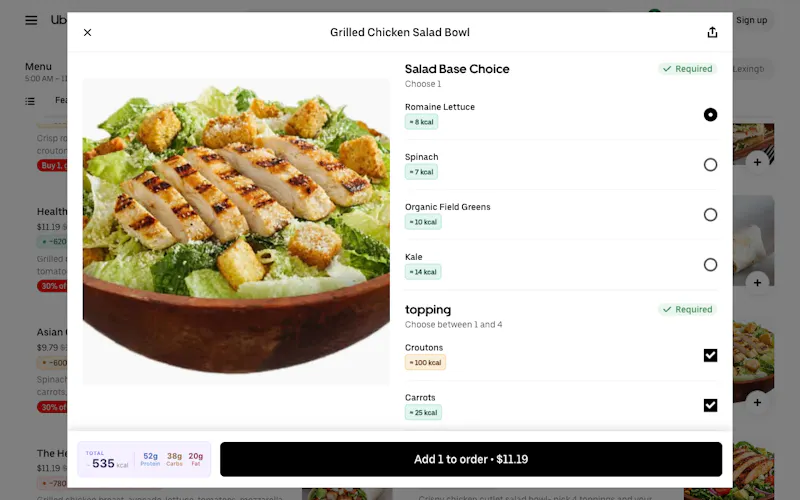 Calorie Tracker for Uber Eats screenshot 3