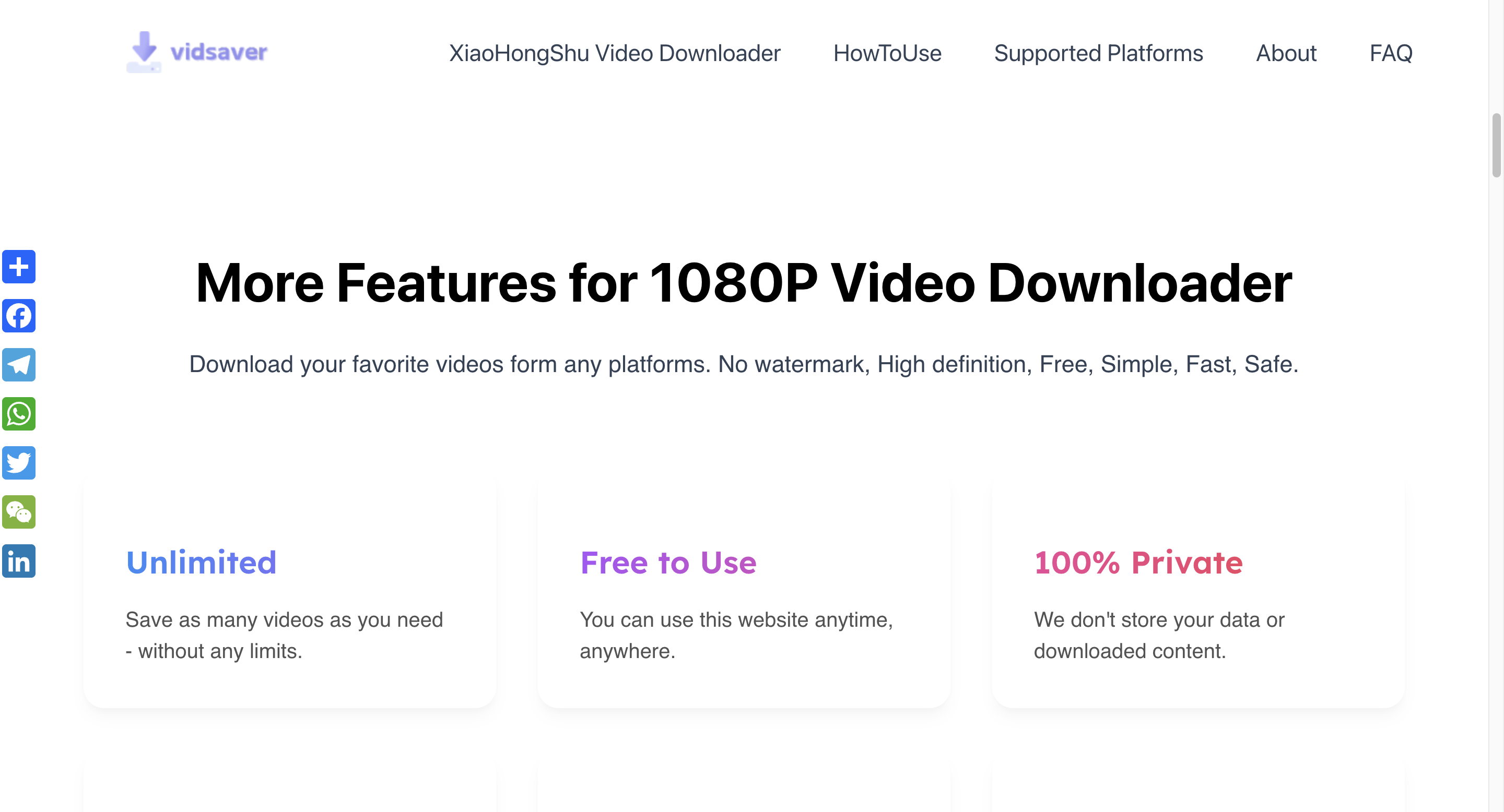 Vidsaver.io - Бесплатный 1080p видео загрузчик без водяного знака медиа 1