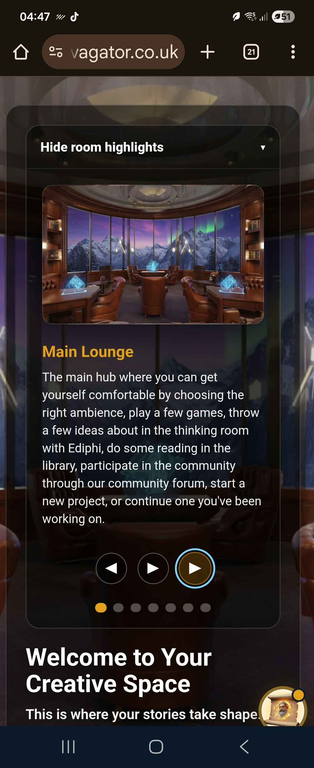 Novagator Writers Lounge - Screenshot 5 showing product features and functionality