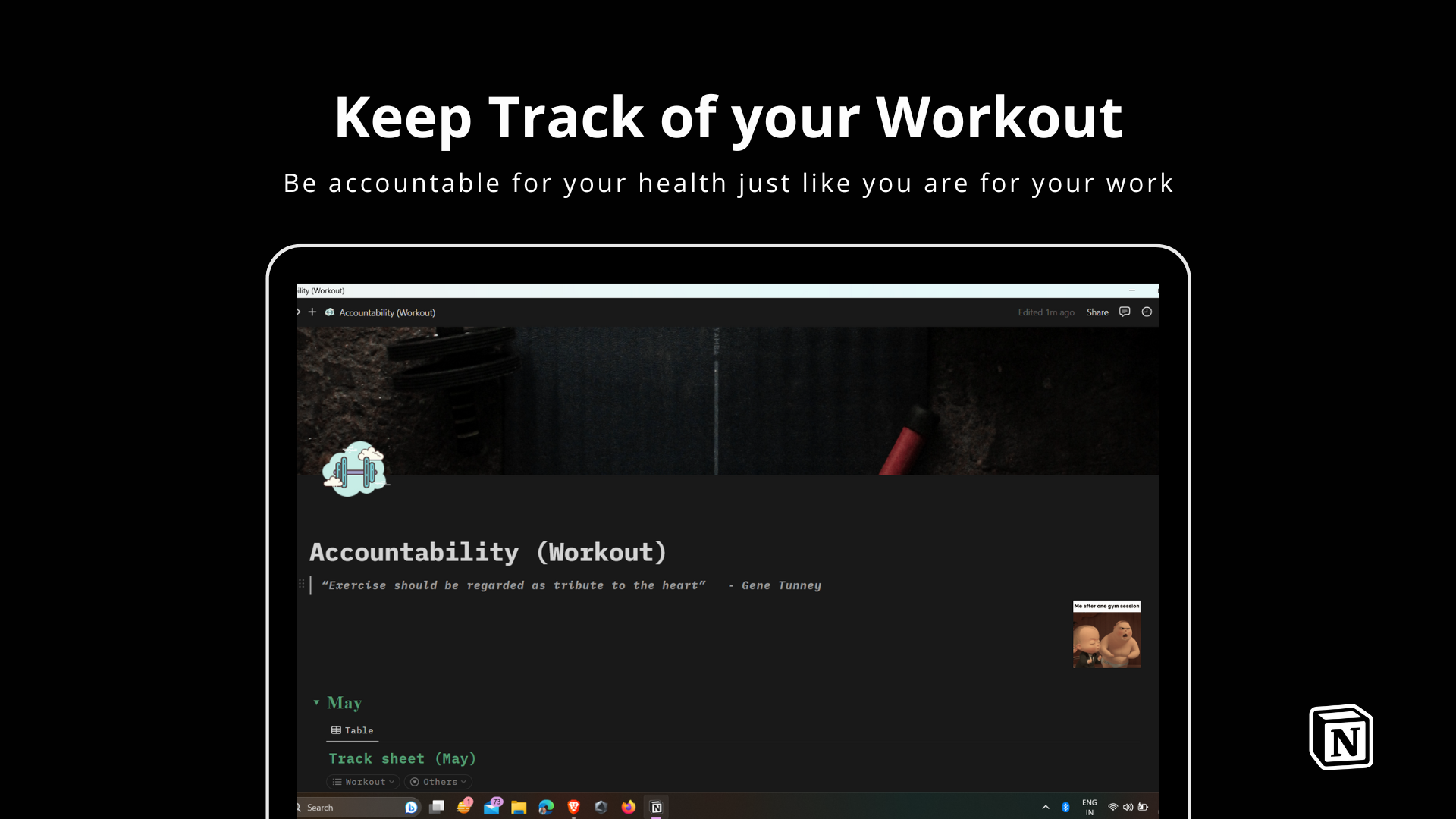 startuptile Accountability Template for Workout-Keep track of your workouts