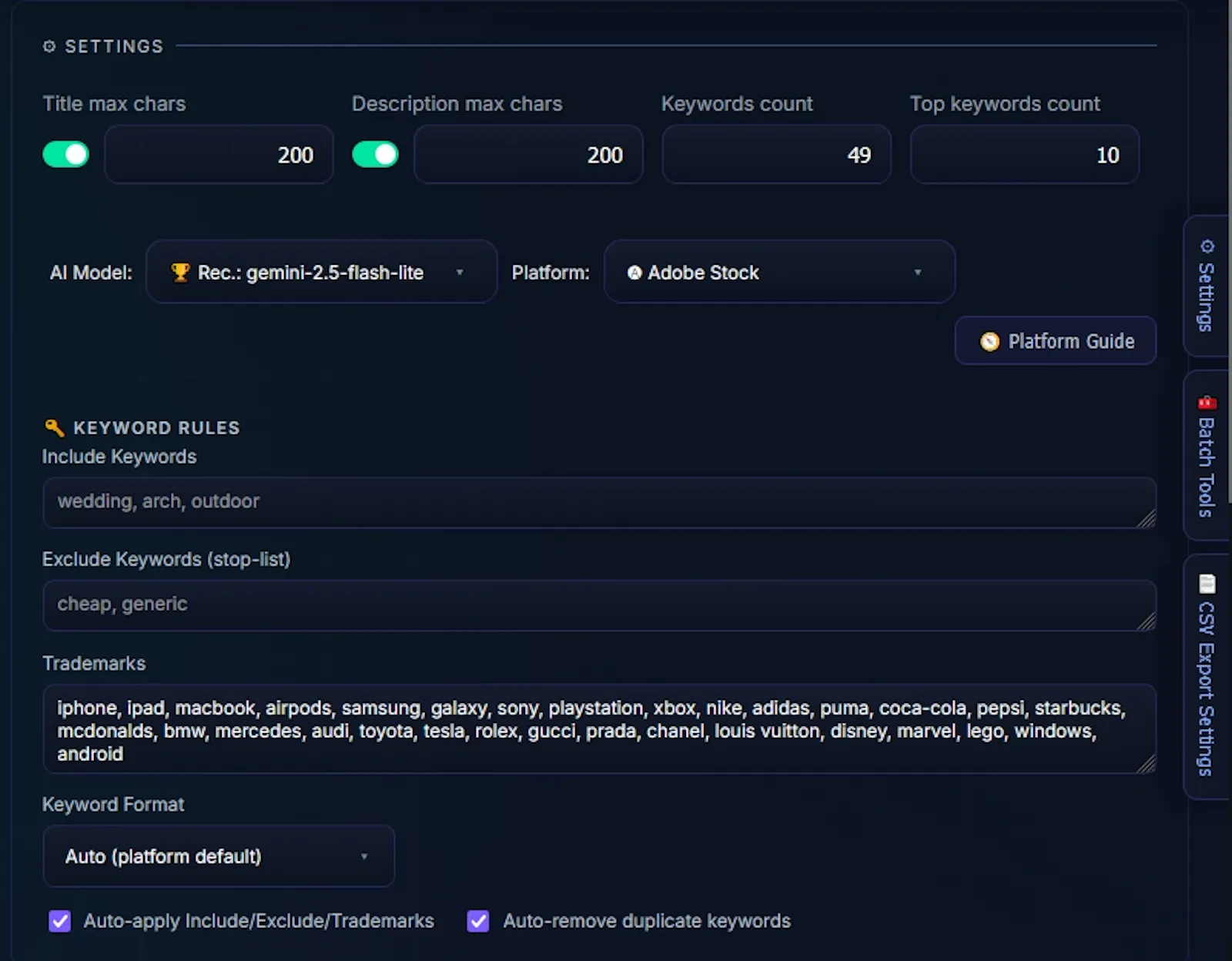 AI Stock Metadata Generator screenshot 1