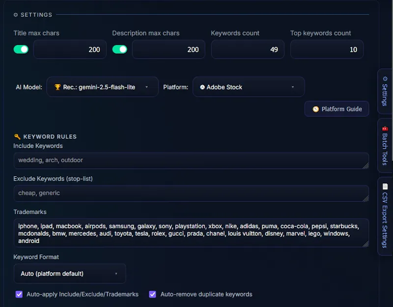 AI Stock Metadata Generator screenshot 1