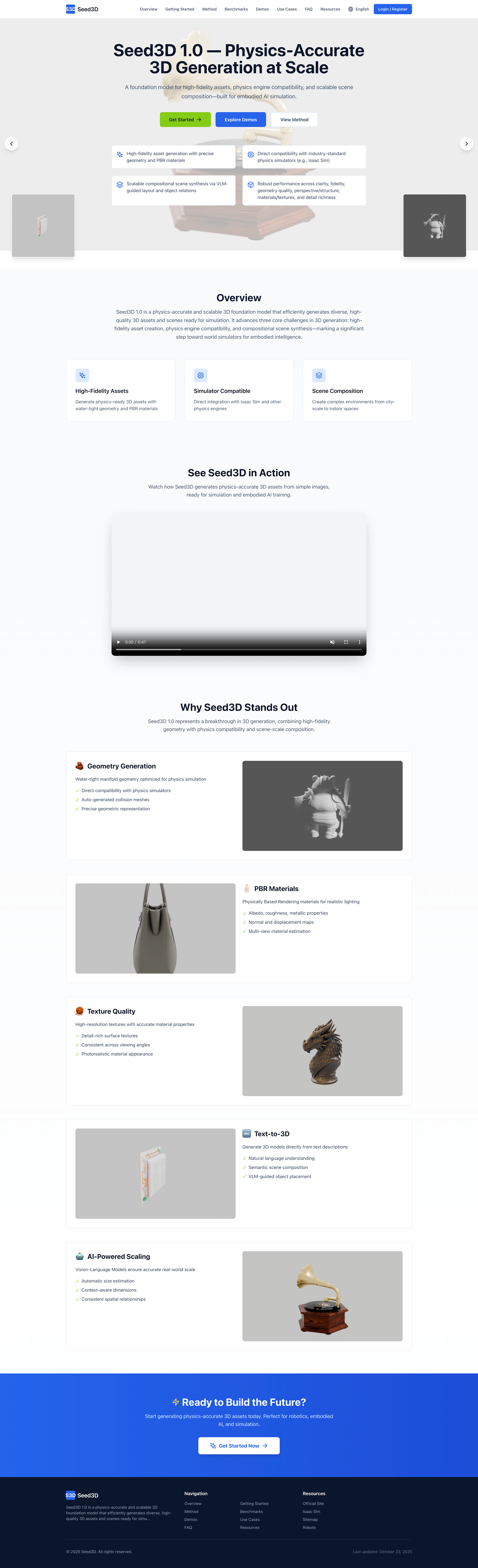 Seed3D 1.0 Physics 3D Generation Site gallery image