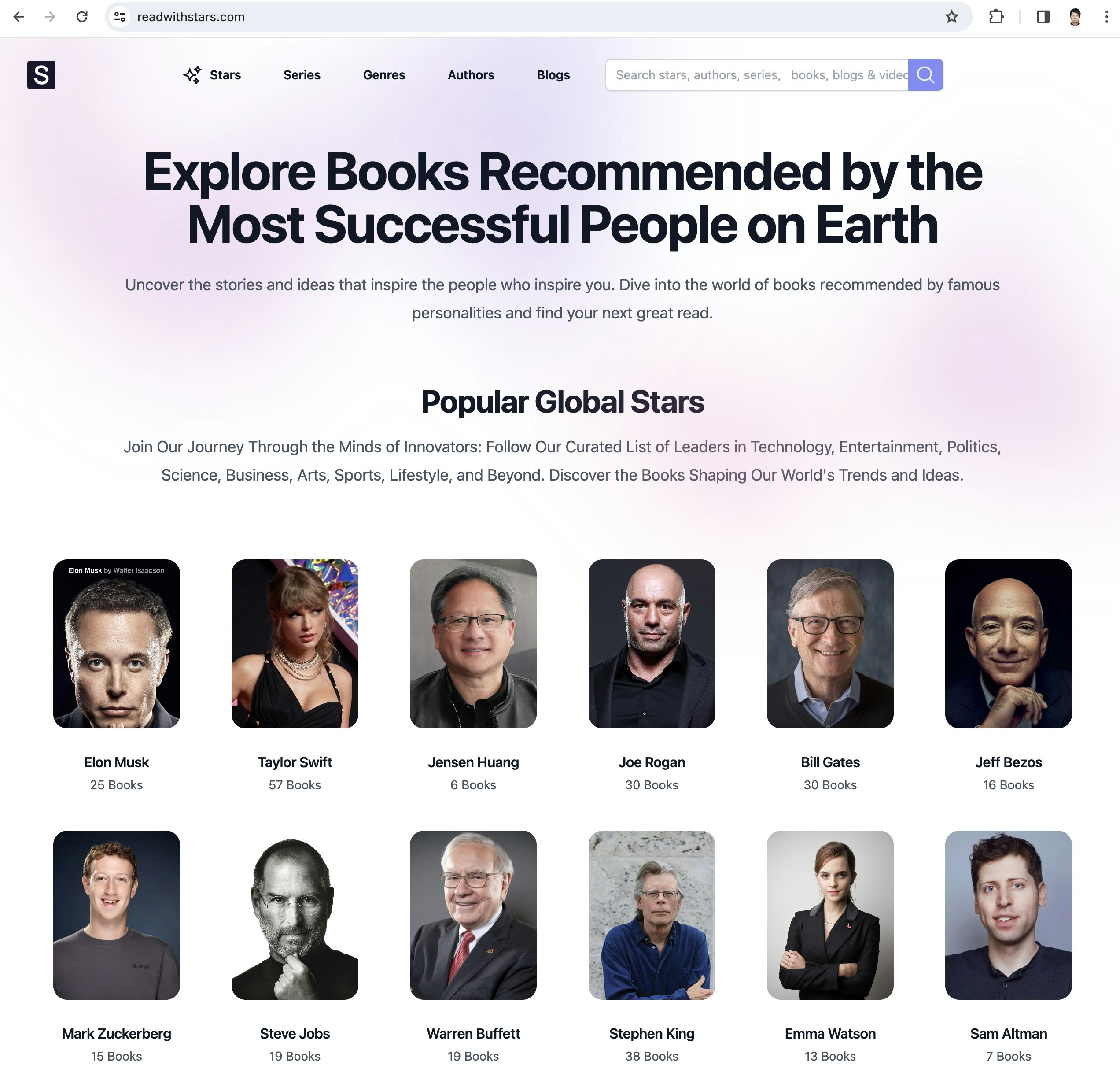 startuptile Read with Stars-Explore books recommended by most successful people on Earth